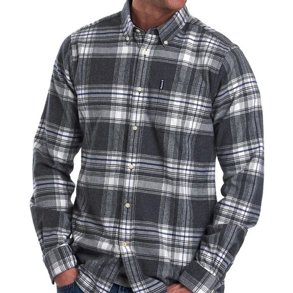 Barbour Other - BARBOUR GREY PLAID FLANNEL BUTTON UP SHIRT Men’s M